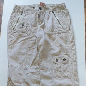 Faded Glory Slight Corduroy Cream Drawstring Size 4 Women's Pants